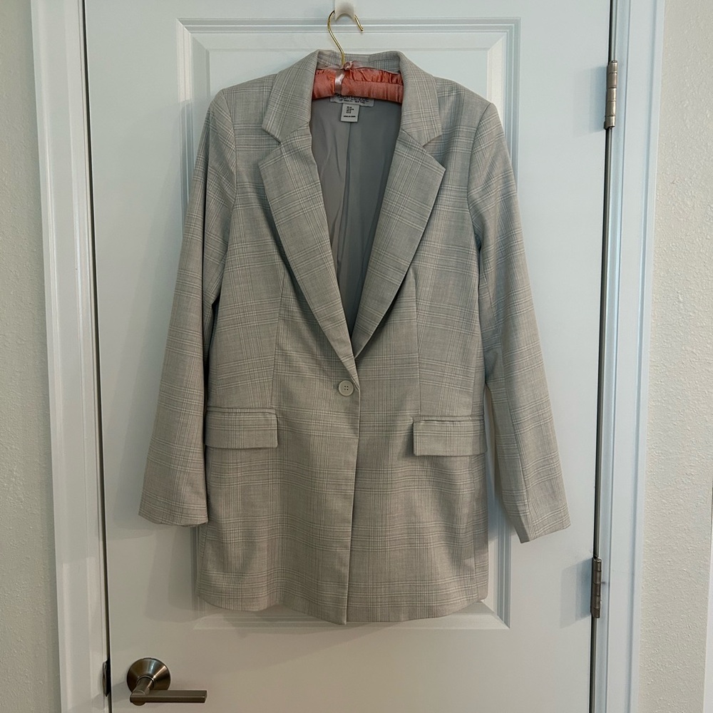 Rachel Zoe Women's Light Gray Plaid Blazer Size M, NWOT